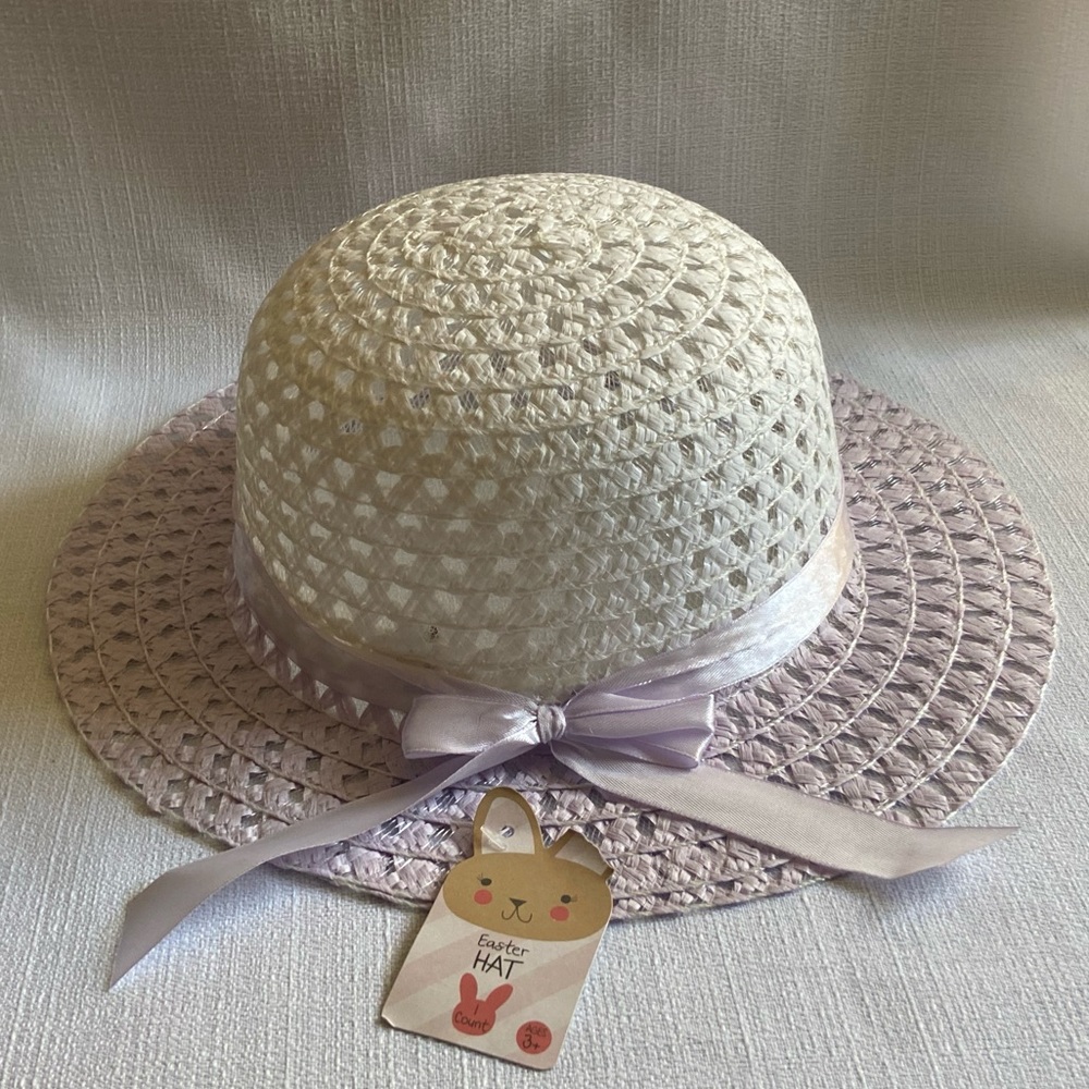 Target Kids Purple And White Easter Straw Hat
